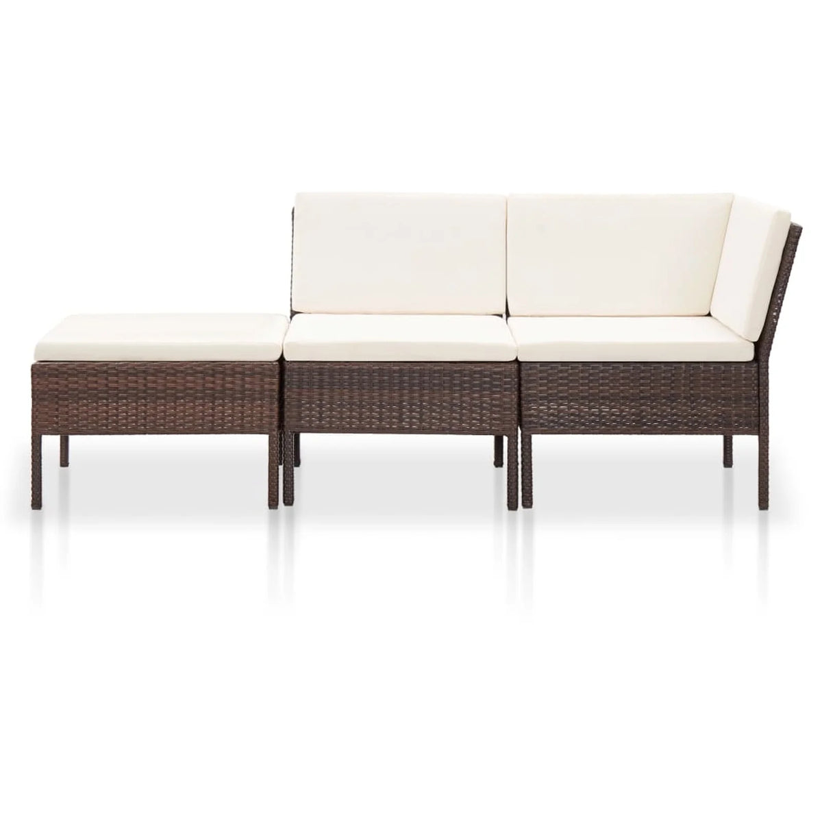 3 Piece Poly Rattan Patio Sectional Sofa Set with Ottoman Z545