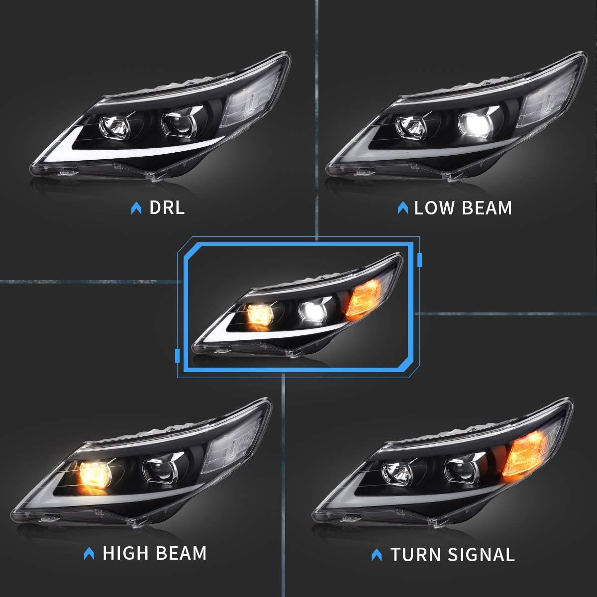 LED Projector Headlights with H7 Halogen High Beam P184983