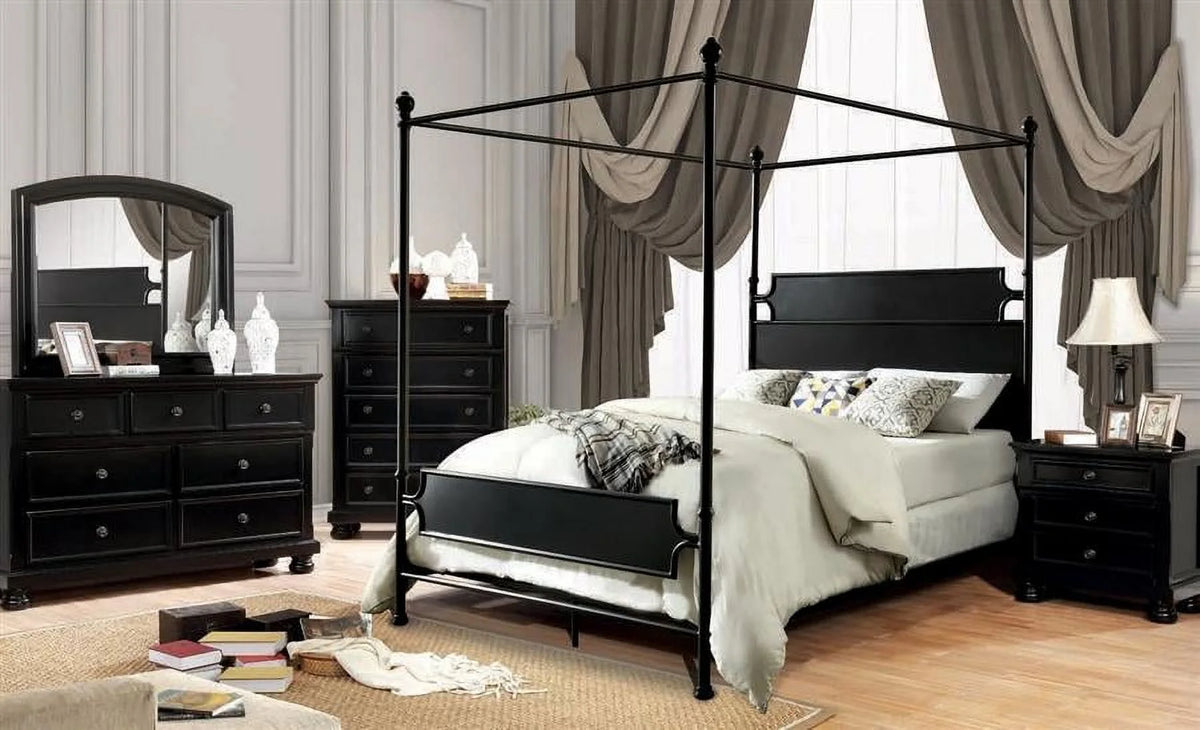 Black Metal Queen Bedroom Set 6pcs A6994