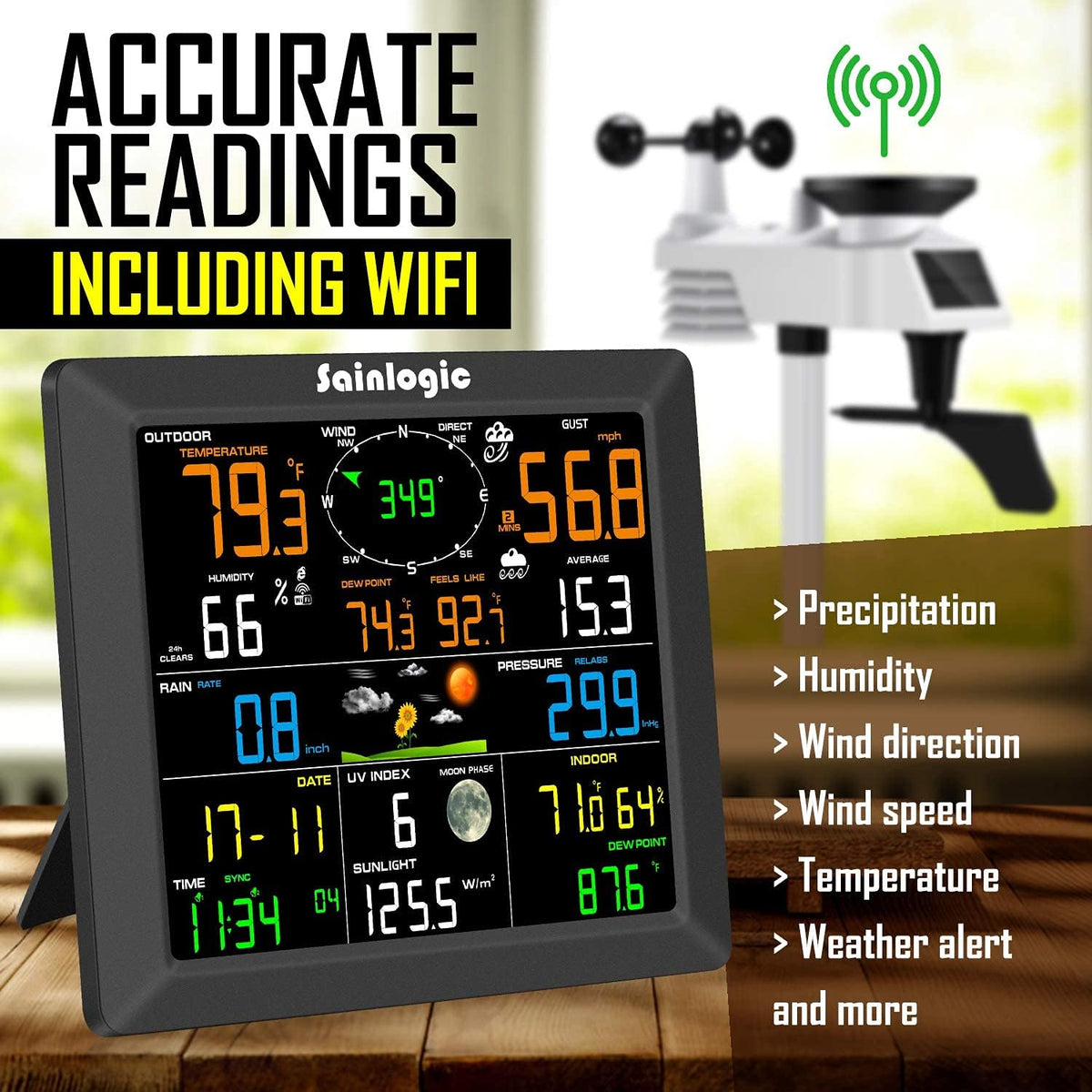 Black WiFi Weather Station with Outdoor Sensor M89597