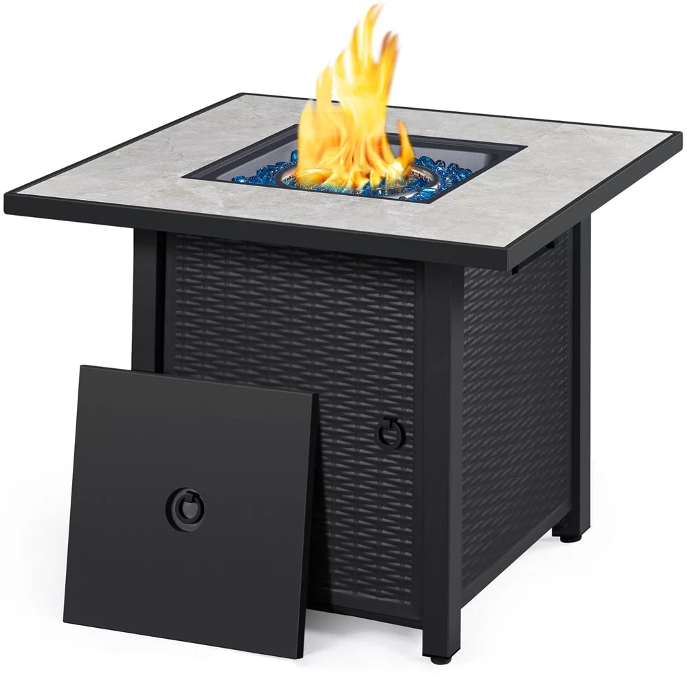30'' Square Propane Fire Pit Table 50,000 BTU with Ceramic Tabletop E700