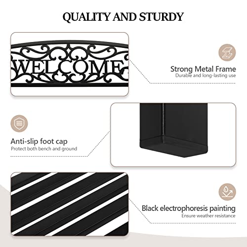 Black Metal Outdoor Bench L309