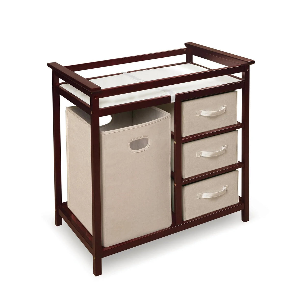 Cherry Changing Table with Three Baskets & Hamper D14666