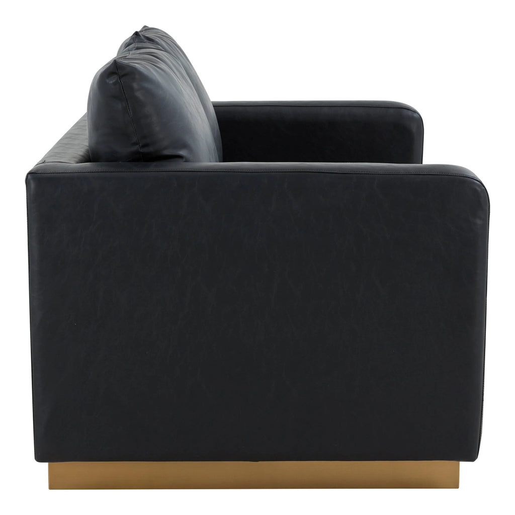 Beige Leather Loveseat with Gold Frame W965