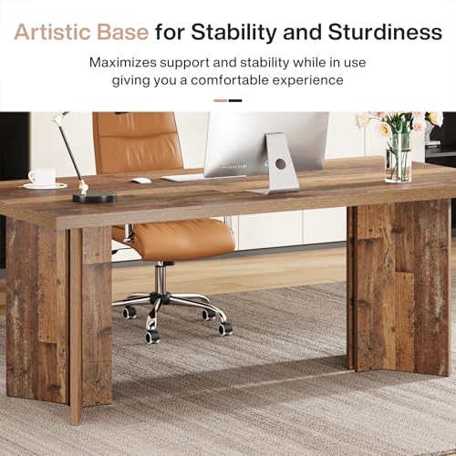 63-inch Dark Brown Wood Executive Desk I838