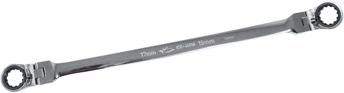 17mm x 19mm Metric Double Box Flexible Reversible Spline Ratcheting Wrench, Pack of 2 Q295273