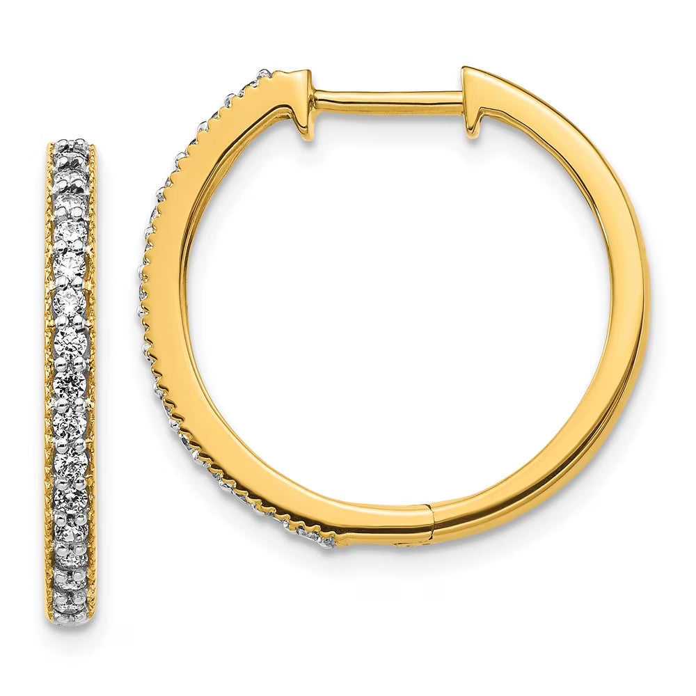 14kt Yellow Gold Diamond Hinged Hoop Earrings W214160