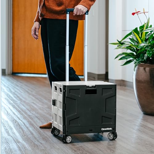 35L Black/Cream Collapsible Wheeled Crate with Lid H15916