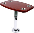 Varnished Oak Boat Table with 4 Cup Holders X565552