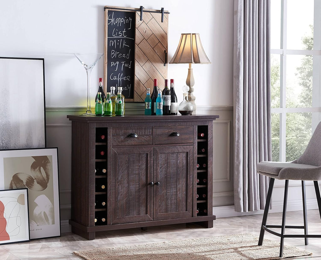 White Bar Cabinet with Stem Glass Placement K402