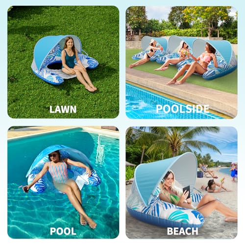 XL Inflatable Pool Float with Canopy and Drink Holder K469601