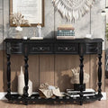 Retro Wood Curved Console Table 52-Inch with Drawers W23873