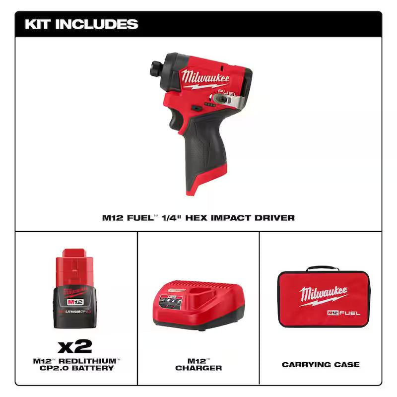 12-Volt Lithium-Ion Brushless Cordless 1/4 in. Hex Impact Driver Kit with Rotary Tool K2520