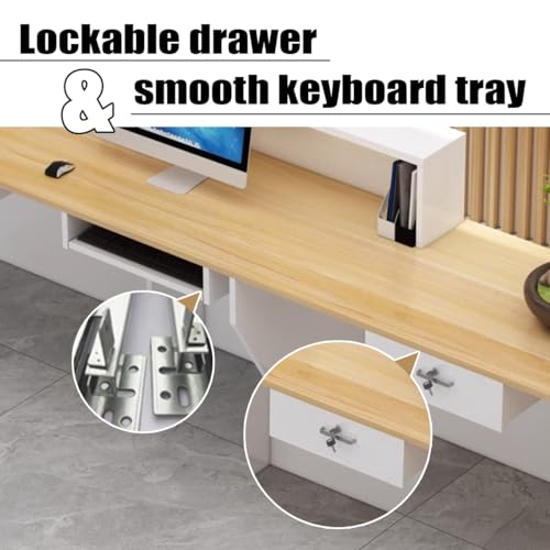 Wood Grain L-shaped Reception Desk with Lockable Drawer H11068