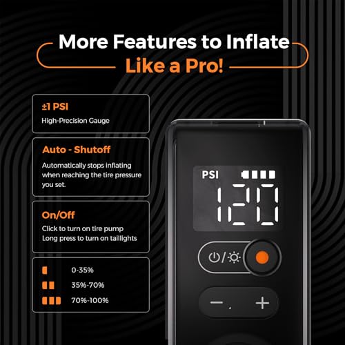 120 PSI Portable Electric Bike Tire Pump with Gauge S690845