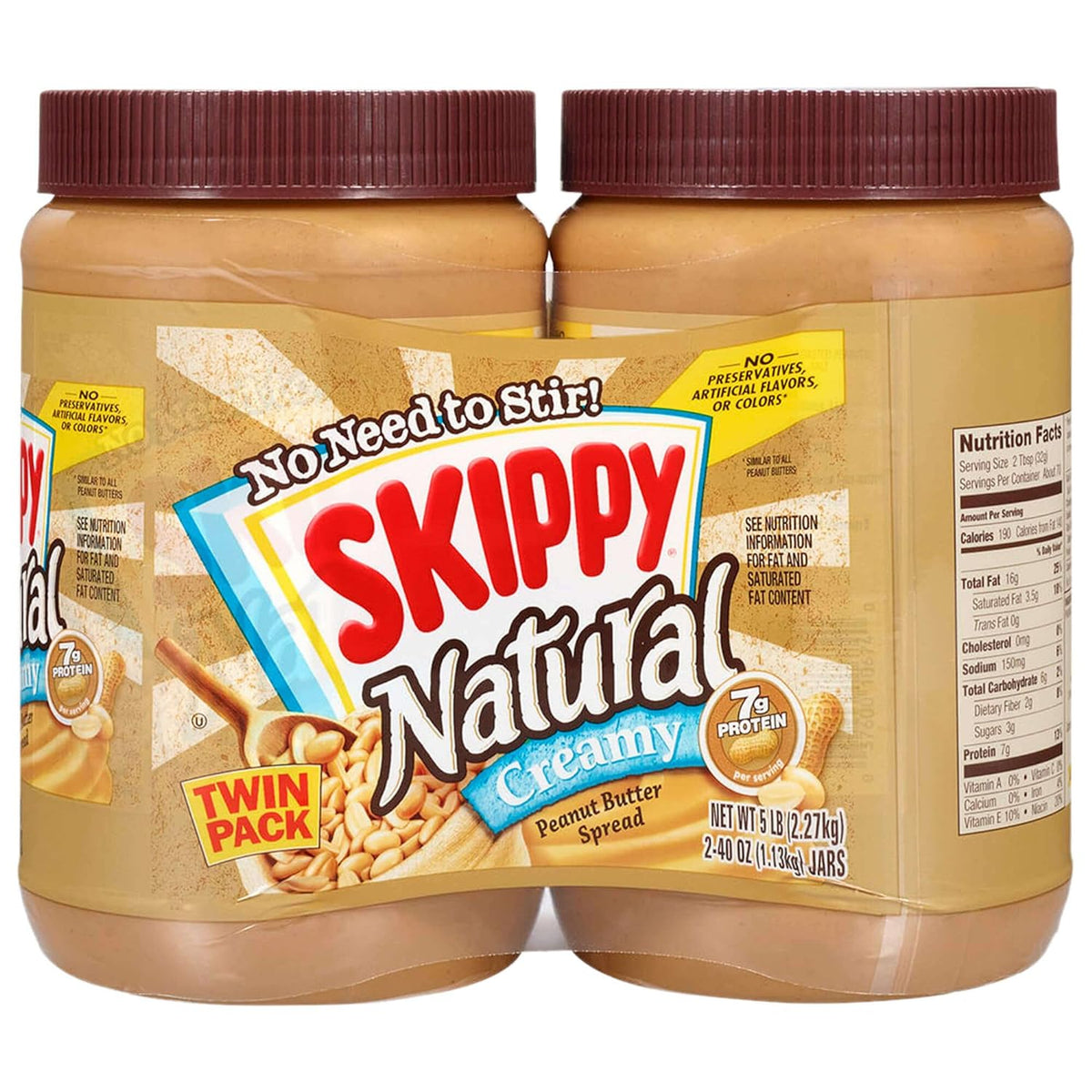 40 Ounce Twin Pack Natural Creamy Peanut Butter Spread X476