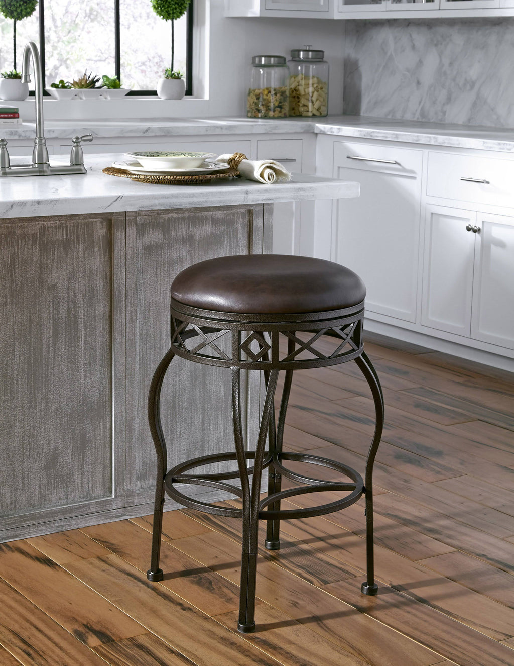 Brown Metal Frame Barstool K97242