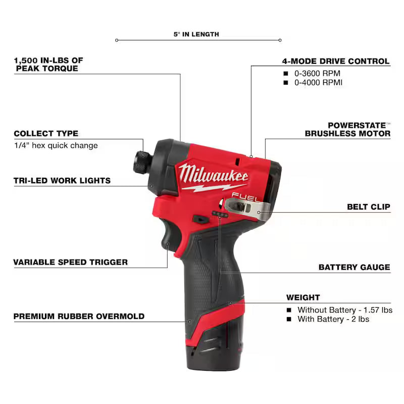 12-Volt Lithium-Ion Brushless Cordless 1/4 in. Hex Impact Driver Kit with Rotary Tool K2520