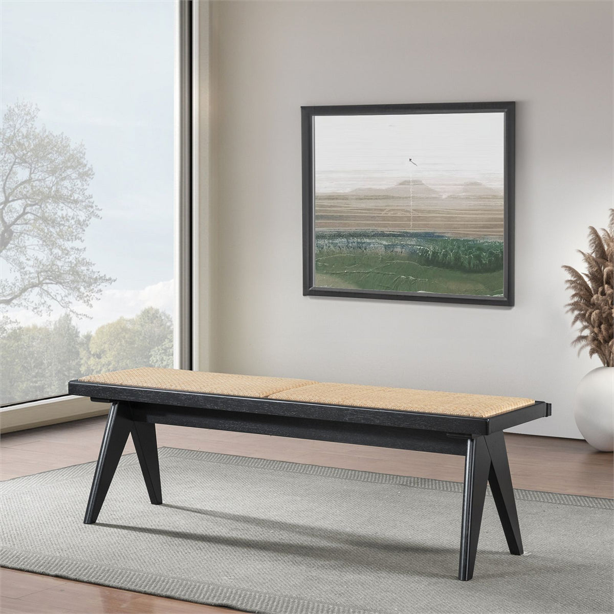 Camel Natural Rattan Dining Bench G78384
