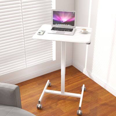 White Ergonomic Mobile Laptop Stand Desk Cart J803