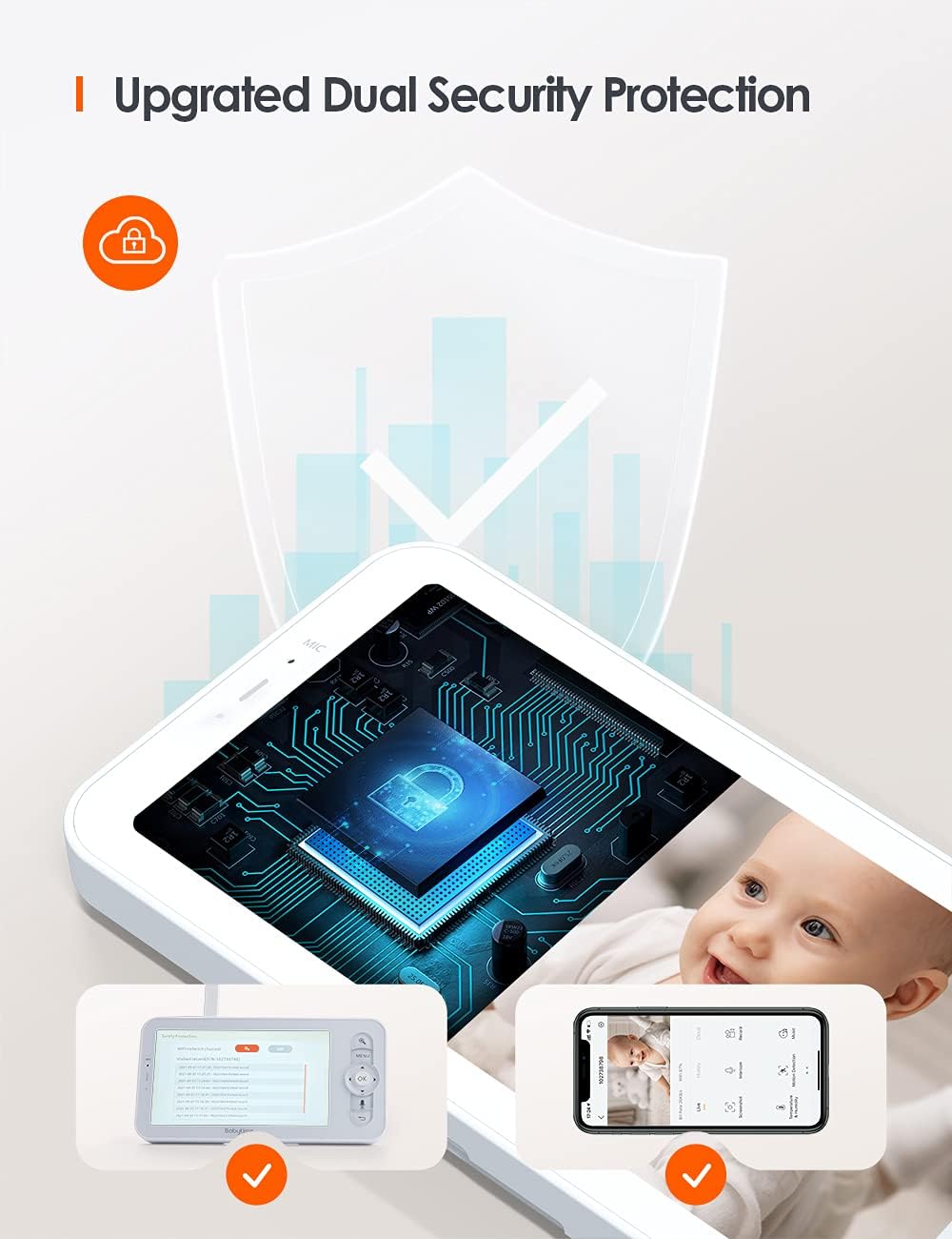 Video Baby Monitor with 1080P Camera, Night Vision, Two-Way Audio U817