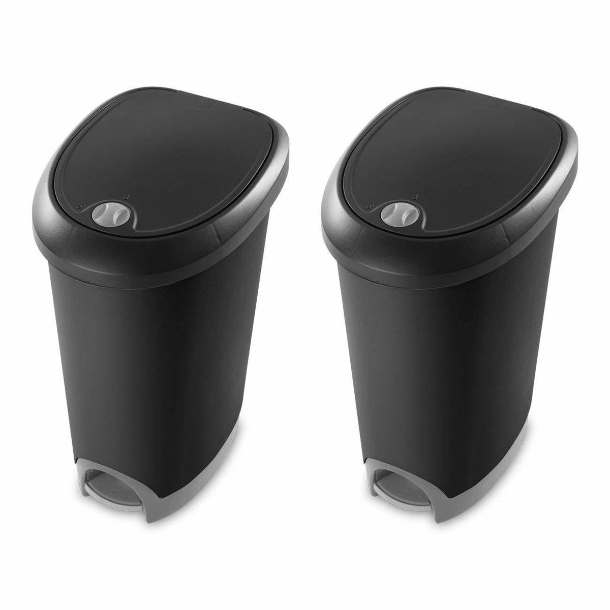 12.6 Gallon Locking StepOn Wastebasket Black 2 Pack A9753