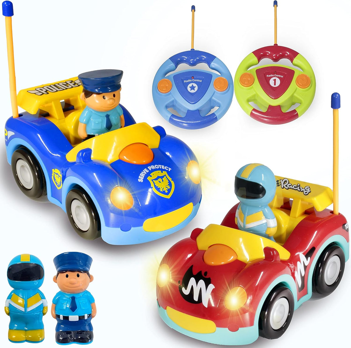 Remote Control Cartoon Race Car and Train Locomotive RC Toys, Pack of 2 P756312