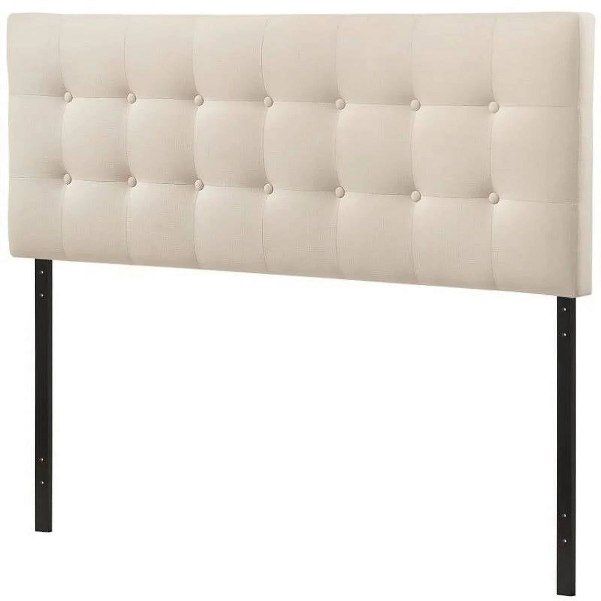 Full size Ivory Fabric Upholstered Tufted Headboard V2197