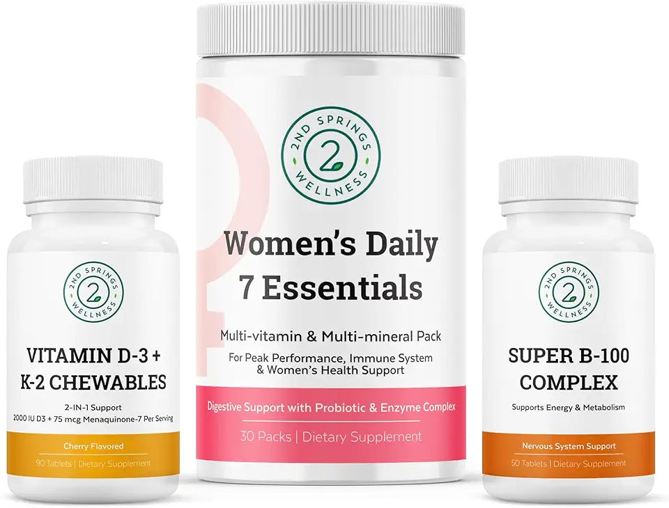 Vitamin D3+K2 Chewables & Super B-100 Complex Bundle M49424