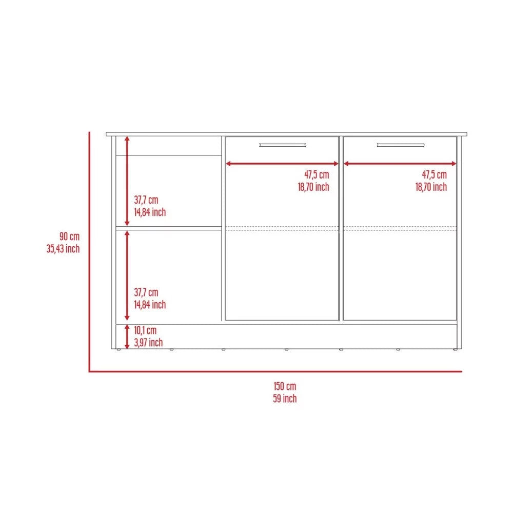 Light Oak White Kitchen Island with Four Open Shelves R310