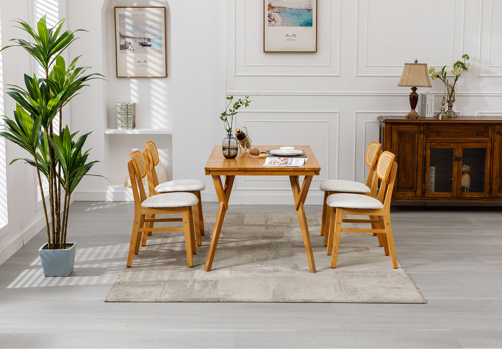 White Faux Leather Rattan Dining Chairs Set of 2 A15535
