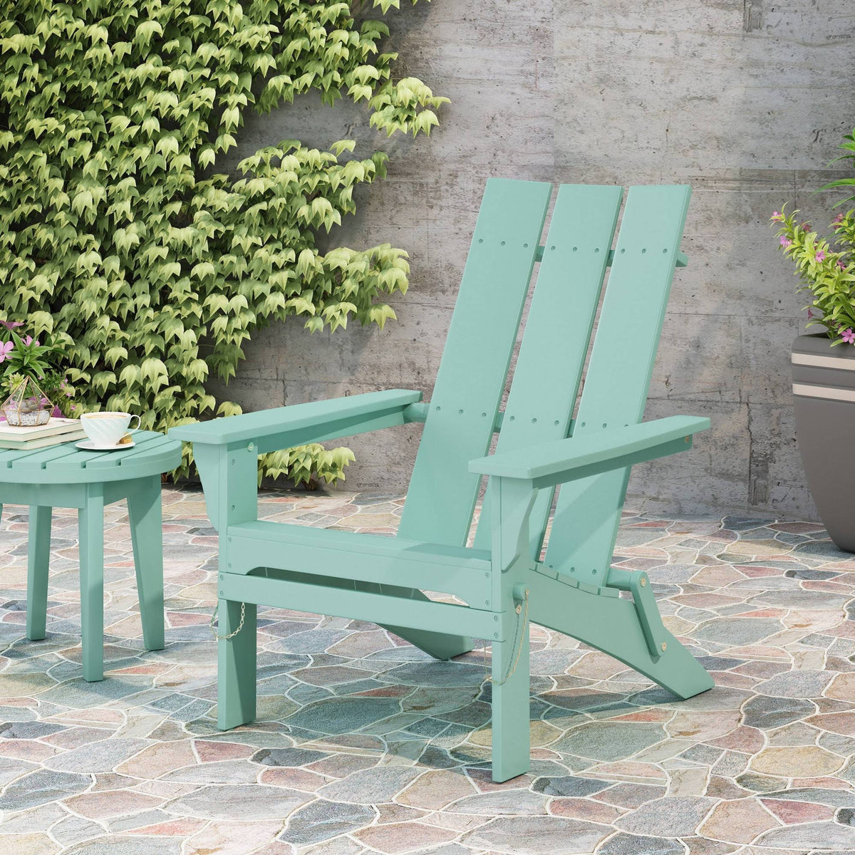 Light Mint Acacia Wood Foldable Adirondack Chair G2889