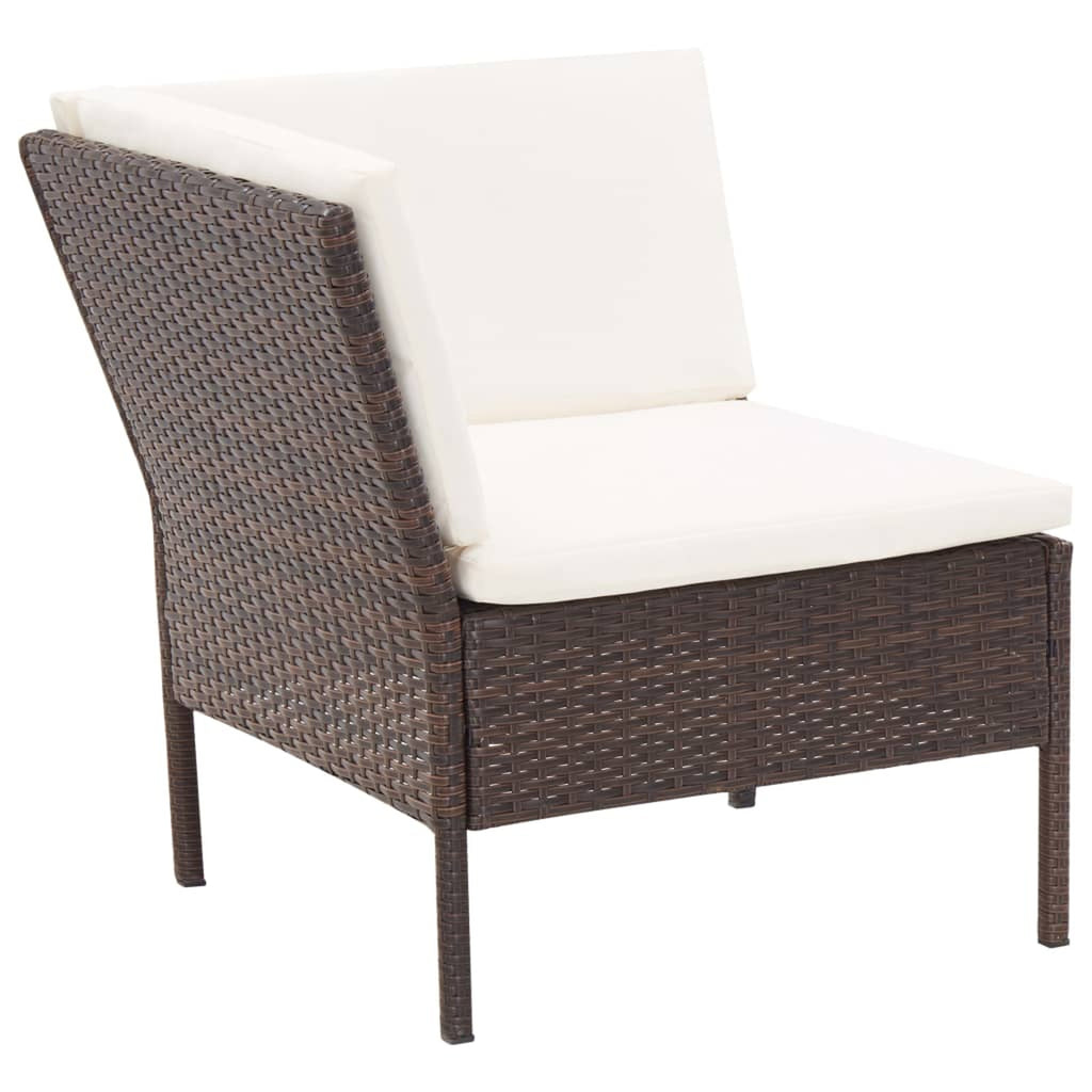 3 Piece Poly Rattan Patio Sectional Sofa Set with Ottoman Z545