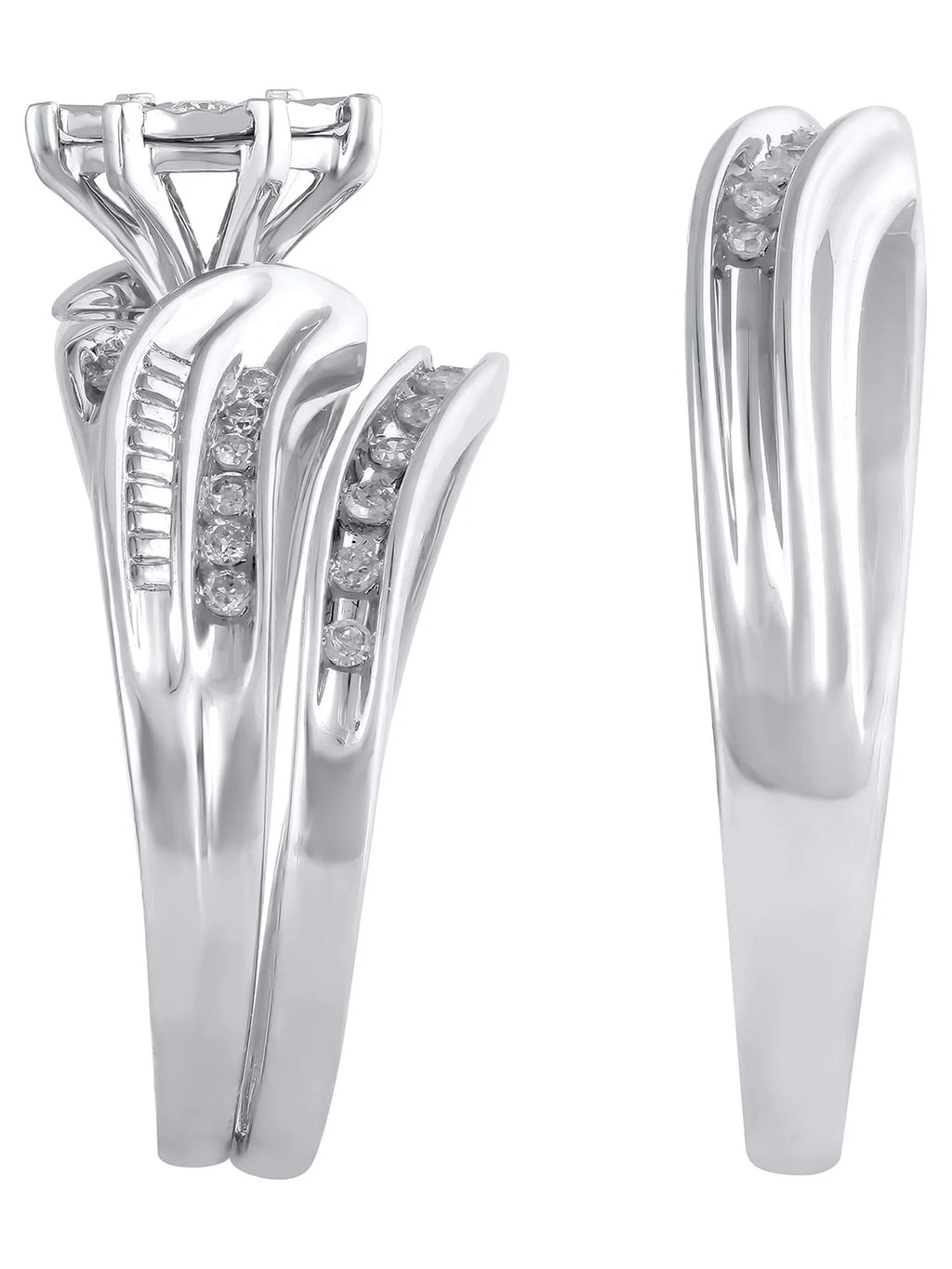 10K White Gold Bridal Ring and Men's Wedding Band Set G293838