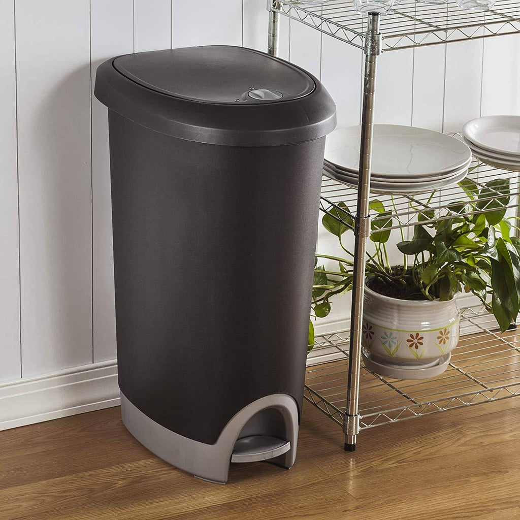12.6 Gallon Locking StepOn Wastebasket Black 2 Pack A9753