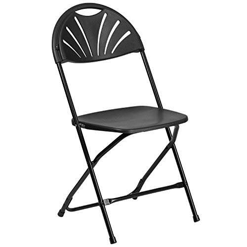 Black Plastic Fan Back Folding Chair M693