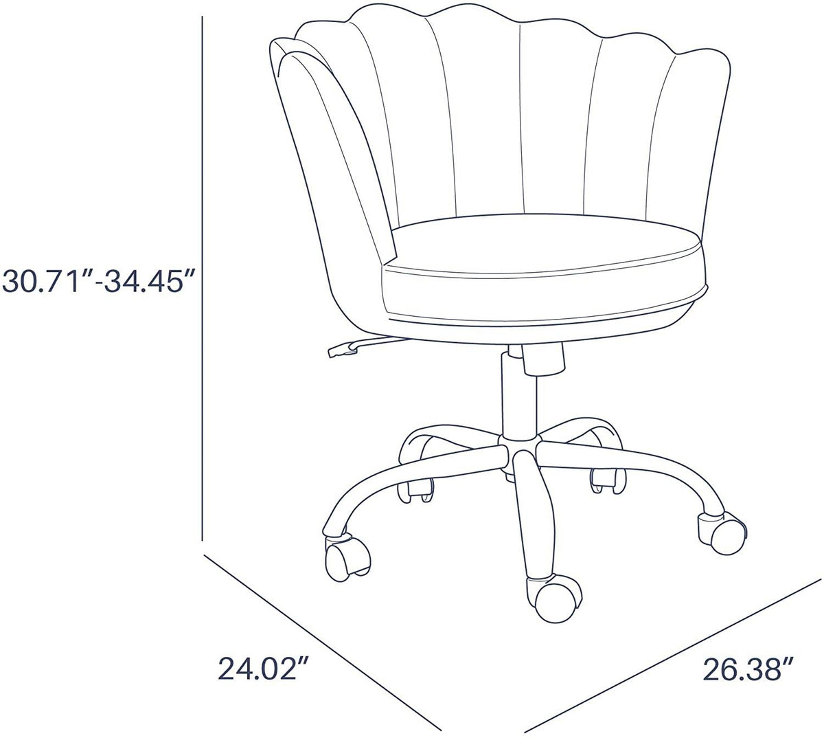 Blue Velvet Swivel Desk Chair H7132