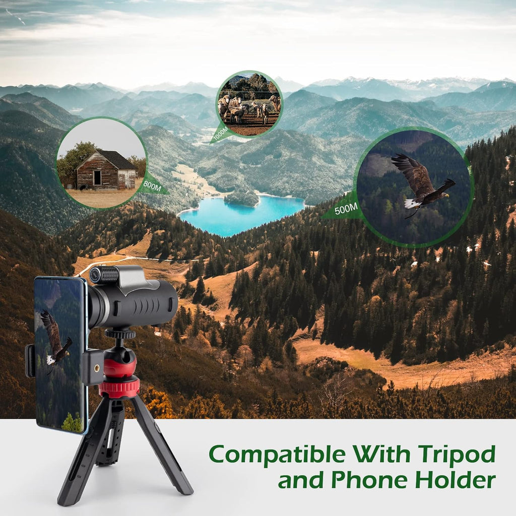 10x42 HD Waterproof Fogproof Monocular with Hand Strap Tripod Phone Adapter R693