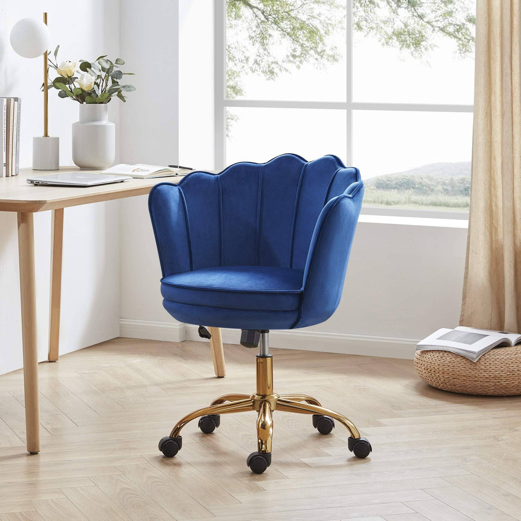Blue Velvet Swivel Desk Chair H7132