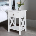 White Nightstand with Drawer and Shelf D87861