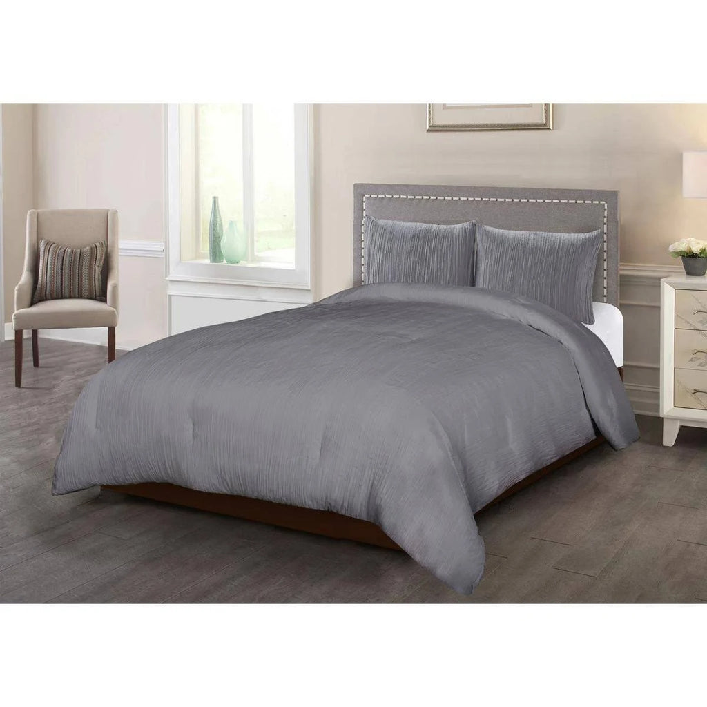 Dark Grey Crinkle 3PC Full/Queen B7091