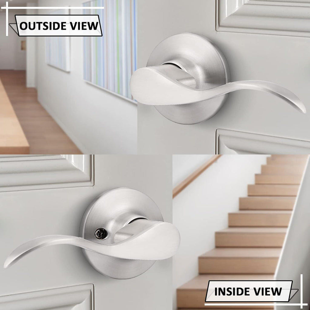 5 Pack Brushed Nickel Passage Door Levers Interior Door Handles V9913