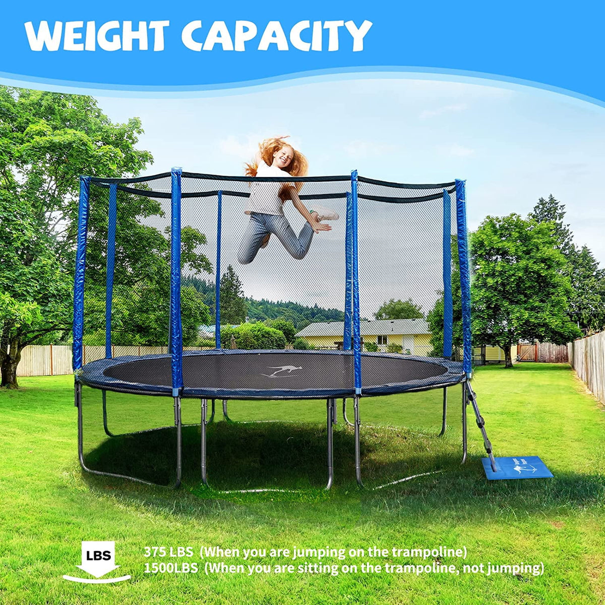 Blue 15FT Trampoline with Basketball Hoop P424