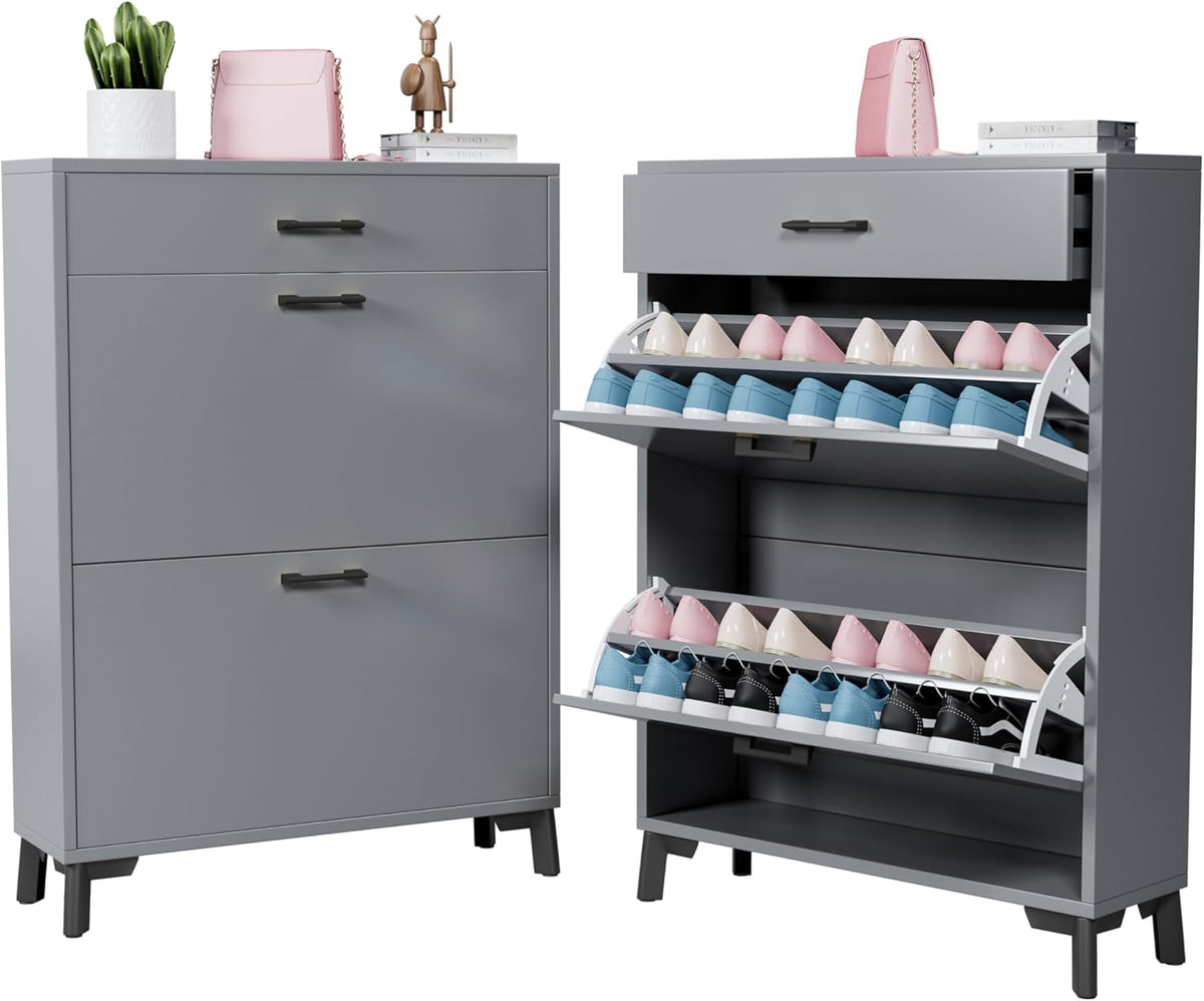 Gray 32" Slim Shoe Storage Cabinet Z4398