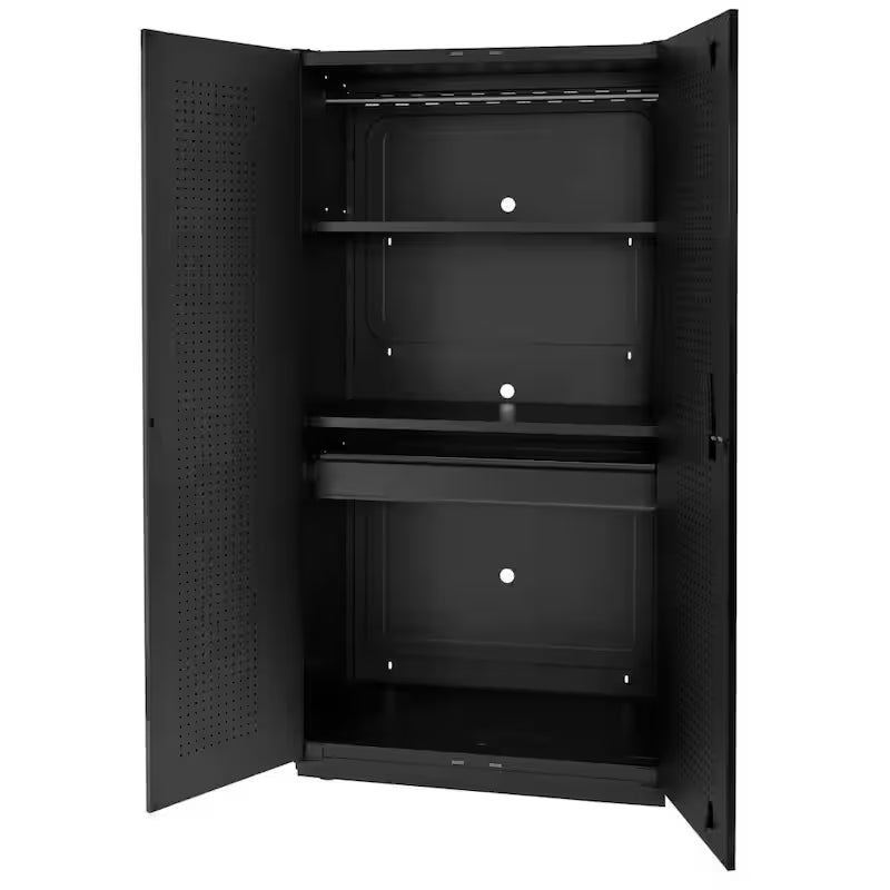 Extra Wide Heavy Duty 20-Gauge Steel Freestanding Garage Cabinet in Black C253