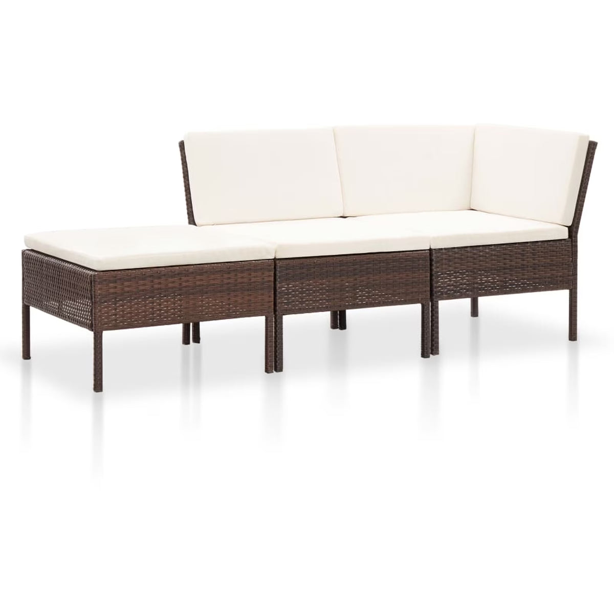 3 Piece Poly Rattan Patio Sectional Sofa Set with Ottoman Z545