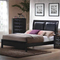 Faux Leather Queen Low Profile Bed in Black U191177