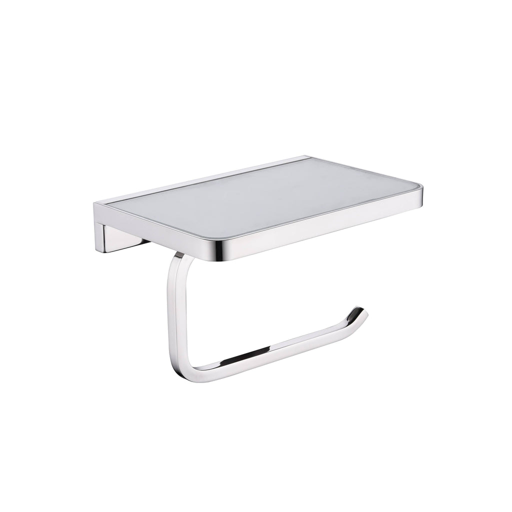 White Glass Shelf with Toilet Paper Holder S8805