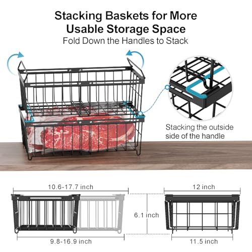 Black 2 Pack Expandable Freezer Organizer Bins N741286