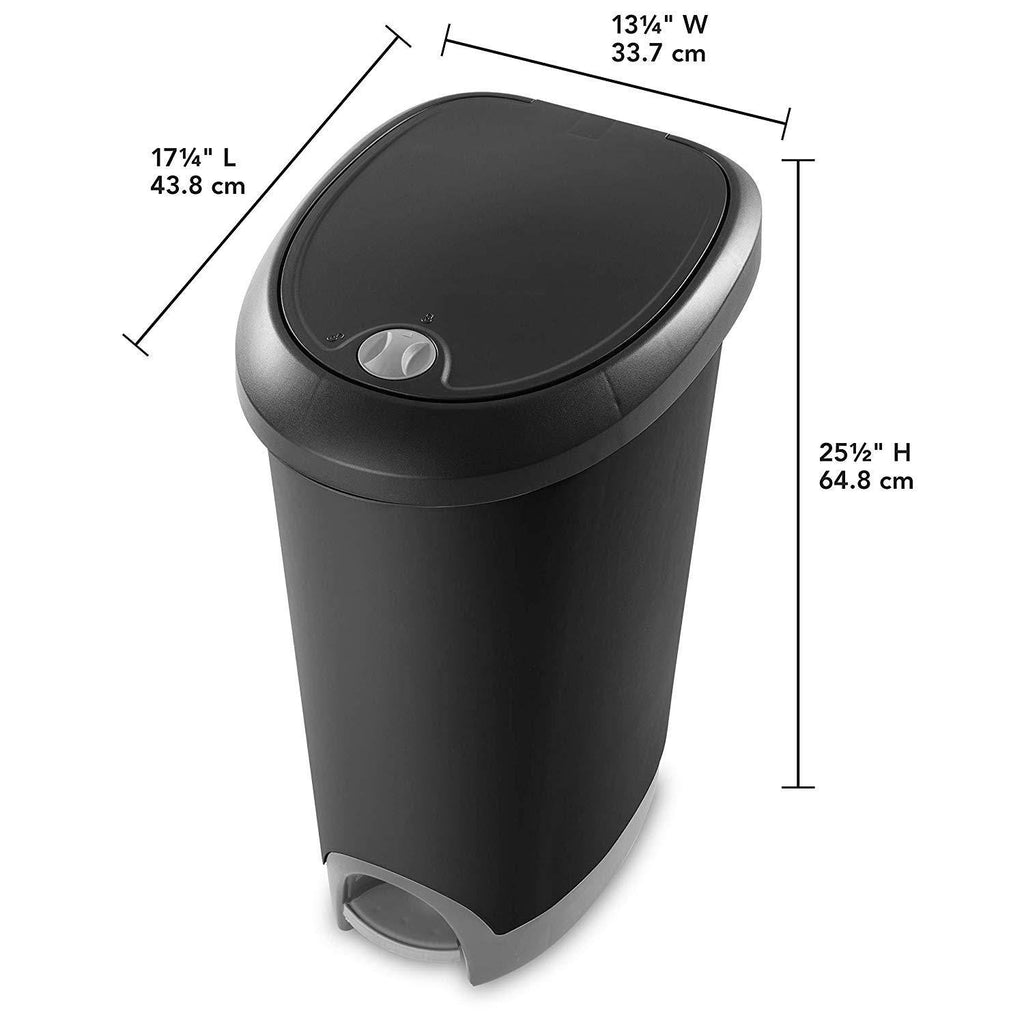 12.6 Gallon Locking StepOn Wastebasket Black 2 Pack A9753